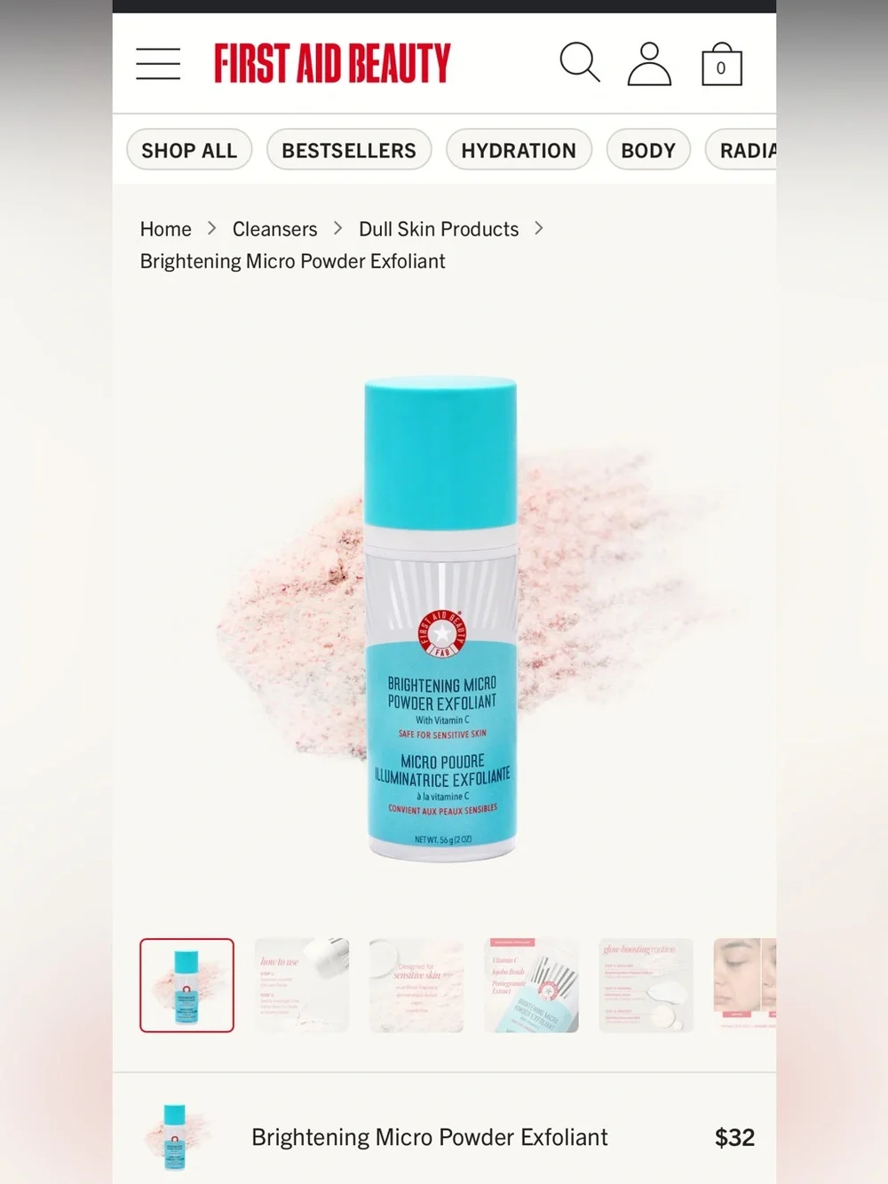First Aid Beauty Brightening Micro Powder Exfoliant - Turquoise